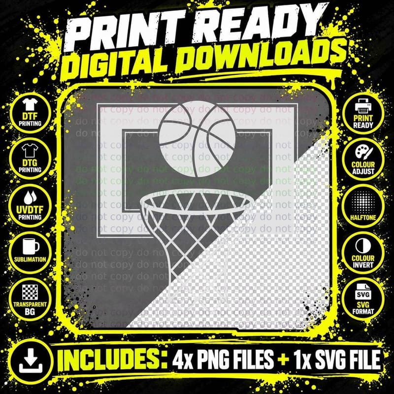 Basketball Hoop Net Backboard Basketball T-Shirt Png SVG Digital Bundle