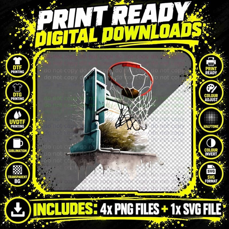 Basketball Hoop in Nature Basketball T-Shirt Png SVG Digital Bundle