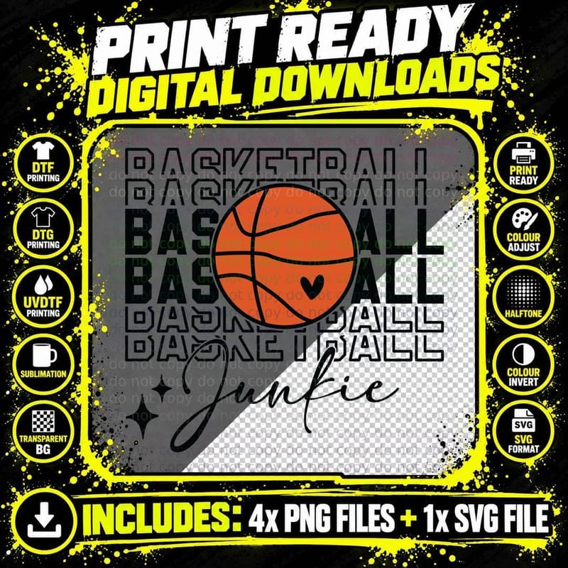 Basketball Junkie Basketball T-Shirt Png SVG Digital Bundle