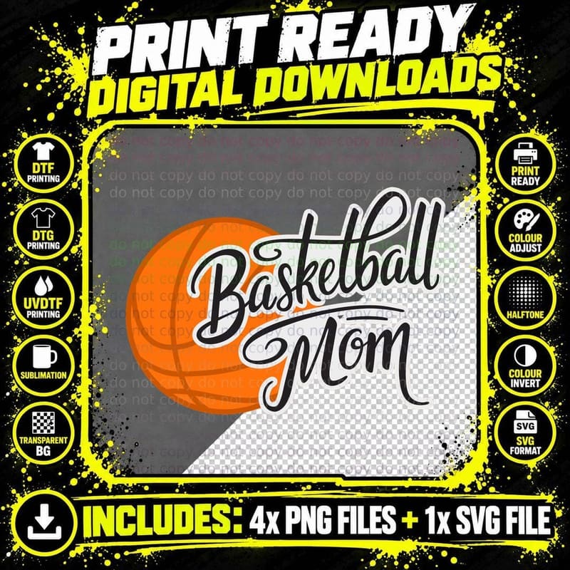 Basketball Mom Basketball Design T-Shirt Png SVG Digital Bundle