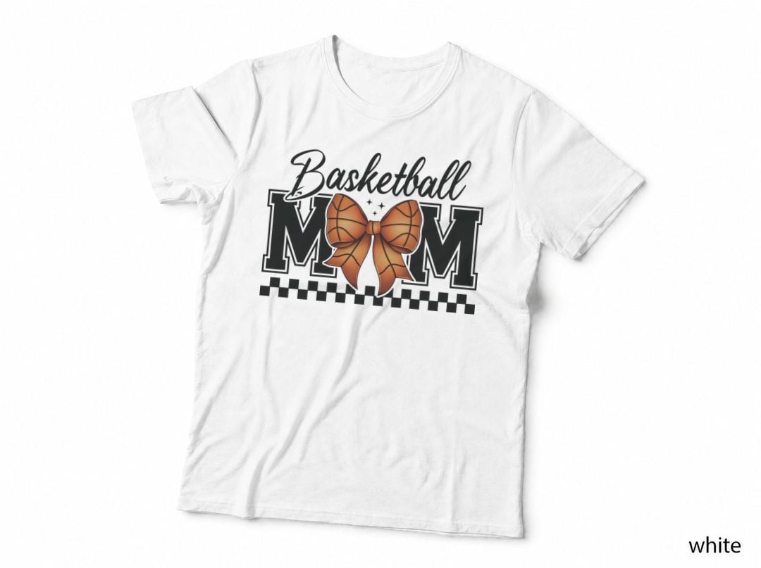 Basketball Mom Basketball T-Shirt, Basketball Mom Bow Design Graphic Tee