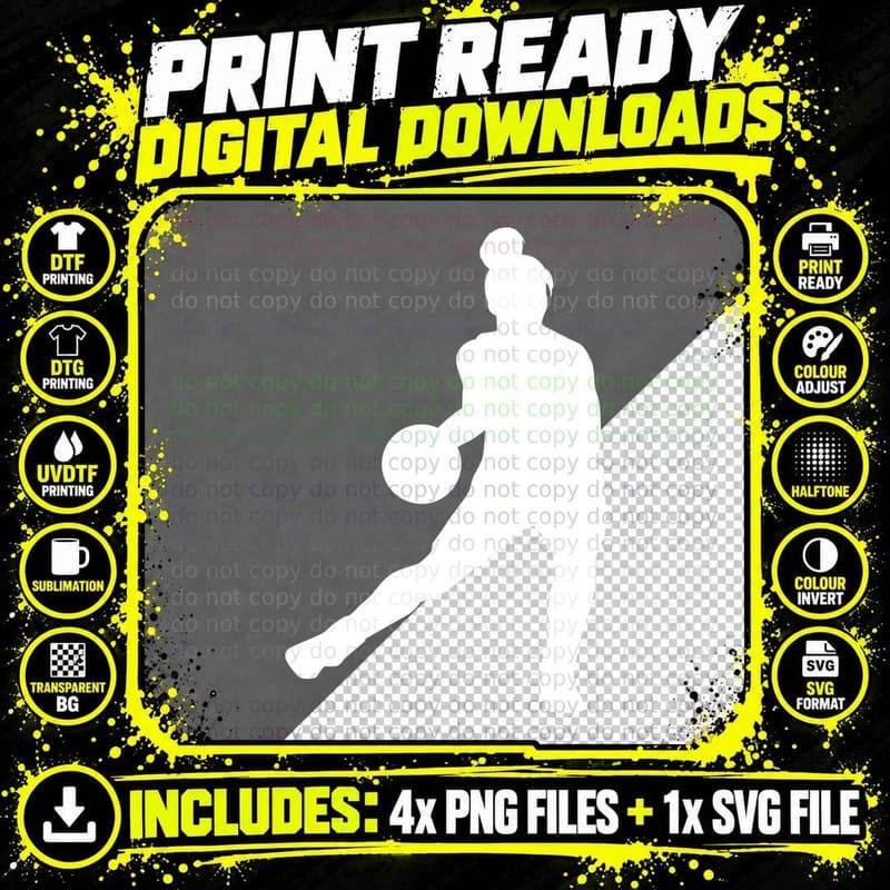 Basketball Player Silhouette Basketball Art T-Shirt Png SVG Digital Bundle