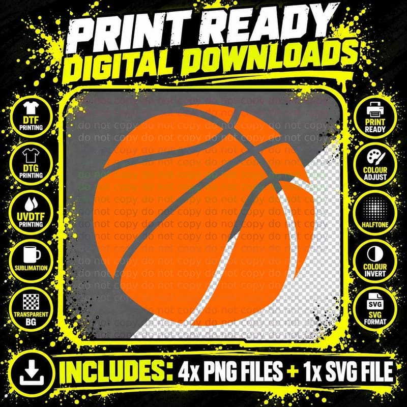 Basketball Silhouette Basketball Print T-Shirt Png SVG Digital Bundle