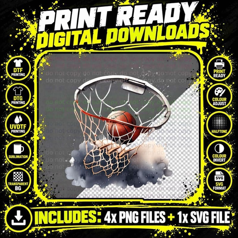 Basketball Slam Dunk Basketball T-Shirt Png SVG Digital Bundle