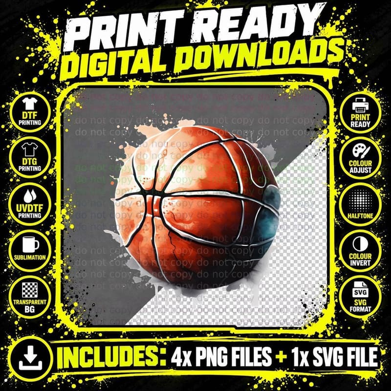 Basketball Splatter Art Basketball Design T-Shirt Png SVG Digital Bundle