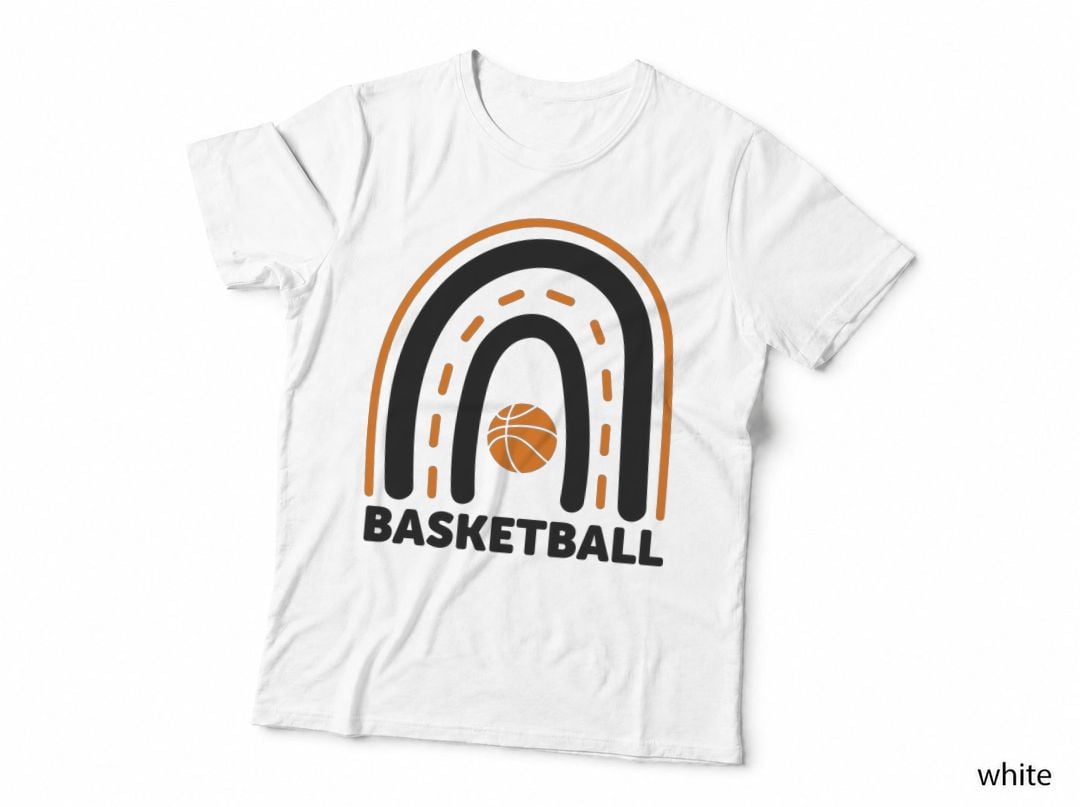 Basketball T-Shirt, Basketball Court Rainbow Graphic Tee