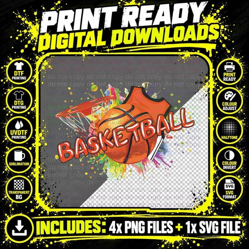 Basketball T-Shirt, Basketball Hoop Ball Jersey Graphic Png SVG Digital Bundle
