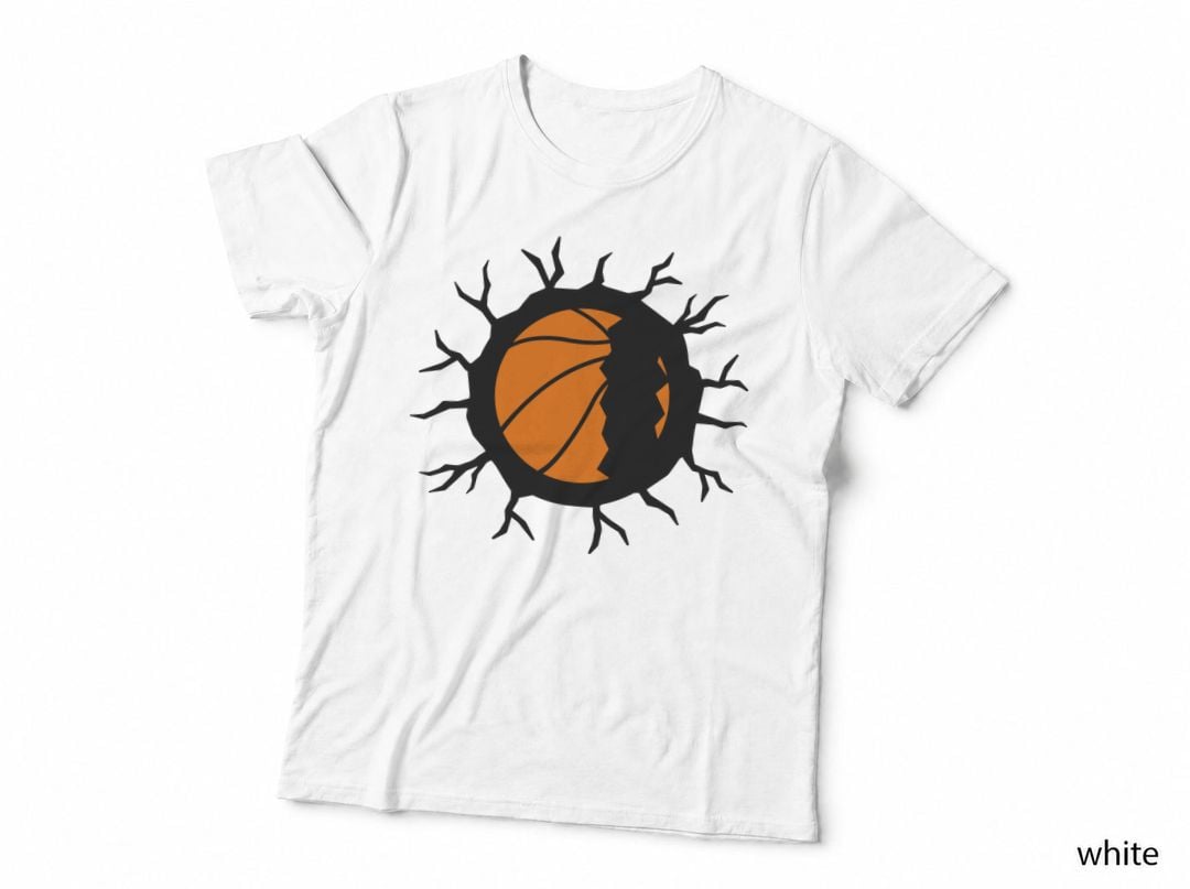 Basketball Through Cracked Wall Basketball T-Shirt, Basketball Graphic Tee