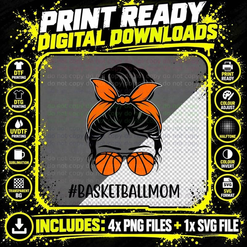 Basketballmom Basketball T-Shirt, Basketball Mom with Png SVG Digital Bundle