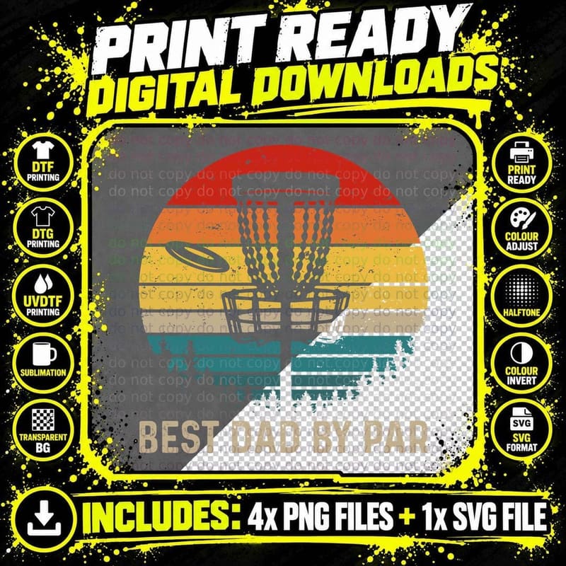 Best Dad by Par Disc Golf T-Shirt, Disc Golf Basket Png SVG Digital Bundle