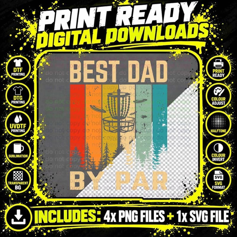 Best Dad by Par Disc Golf T-Shirt, Disc Golf Course Png SVG Digital Bundle