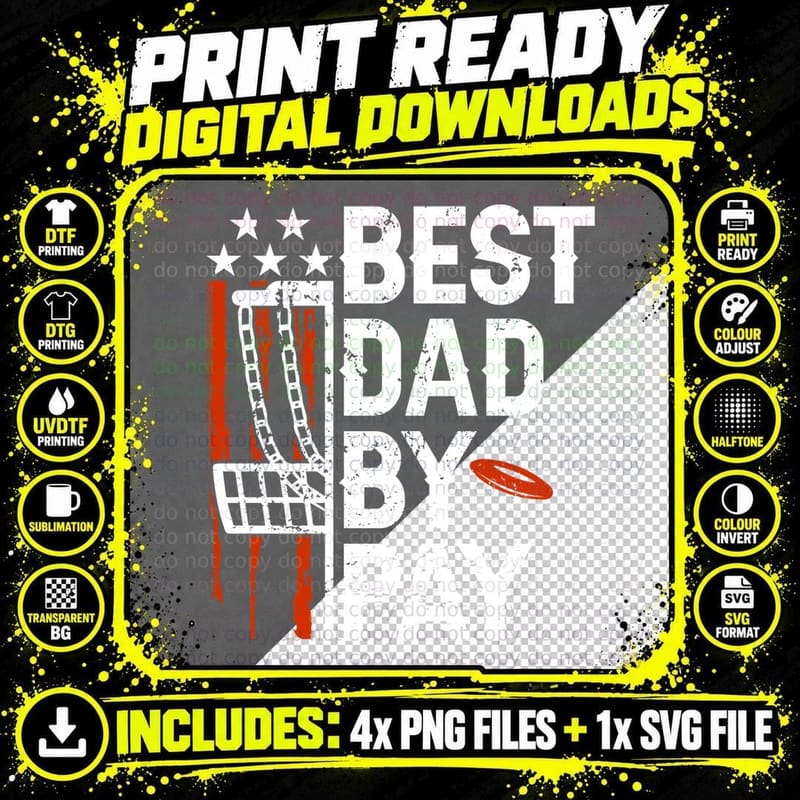 Best Dad by Pay Disc Golf T-Shirt, Patriotic Film Reel Png SVG Digital Bundle