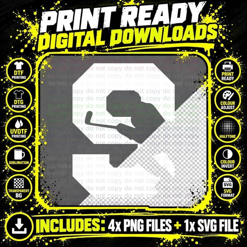 Black Letter S with Hockey Player Silhouette Hockey Png SVG Digital Bundle