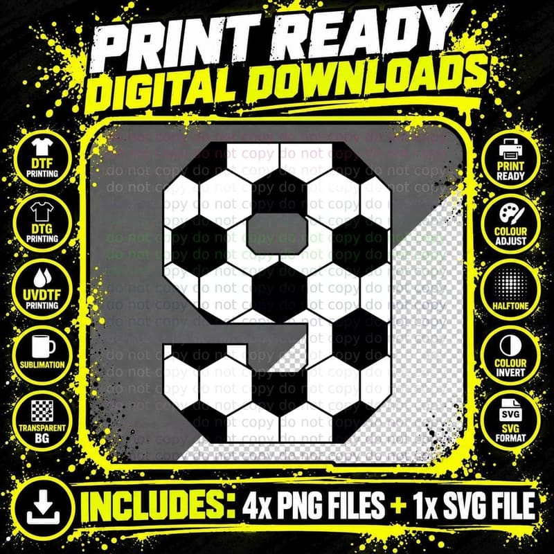 Black White Hexagon Pattern Soccer T-Shirt Png SVG Digital Bundle