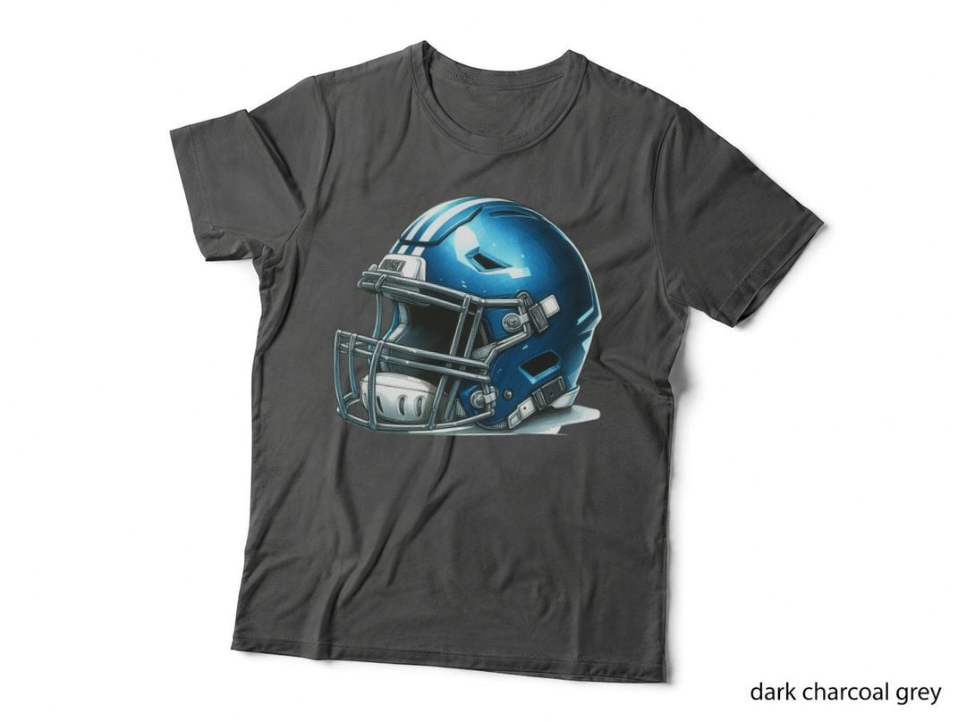 Blue Football Helmet with White Stripes Football T-Shirt, Football Graphic Tee