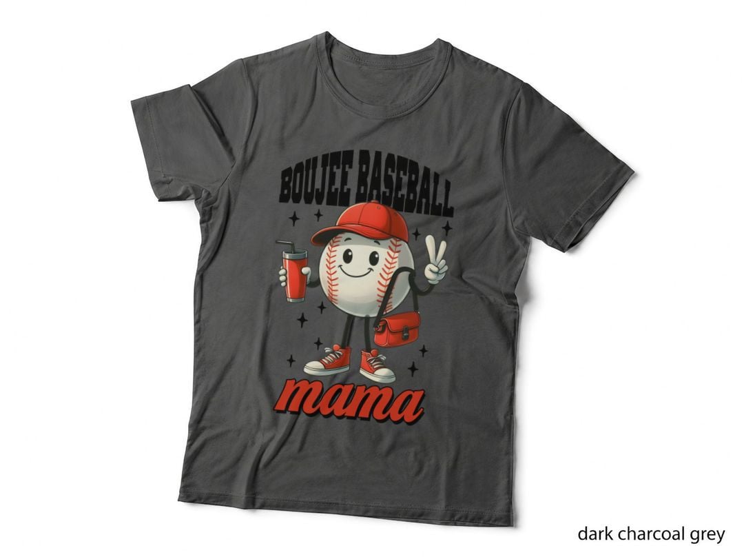 Boujee Baseball Mama Baseball T-Shirt, Baseball Character Holding Drink Graphic