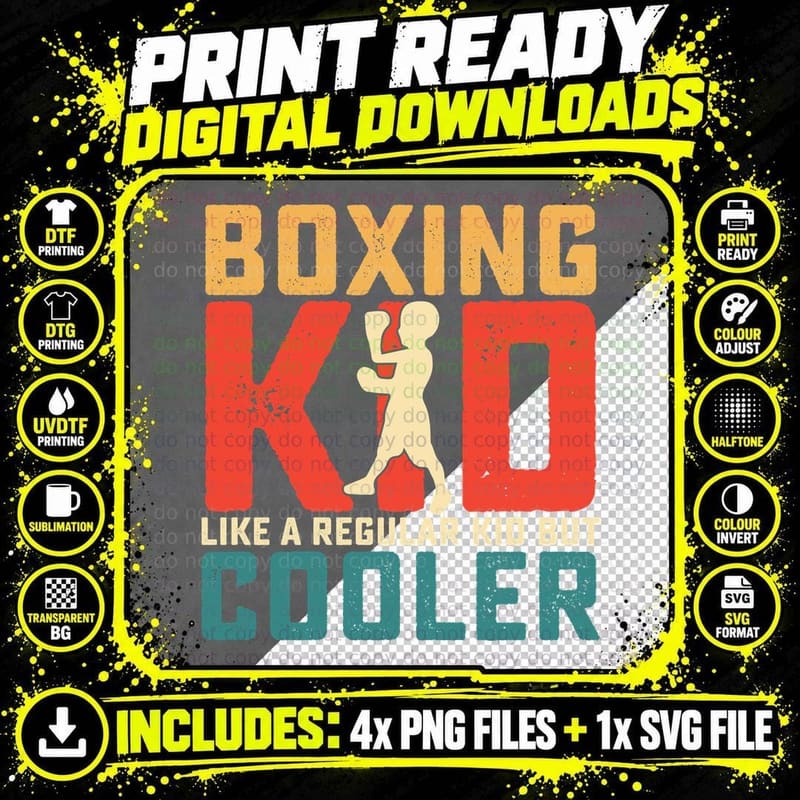 Boxing Kid Like a Regular Kid but Cooler Boxing T-Shirt Png SVG Digital Bundle