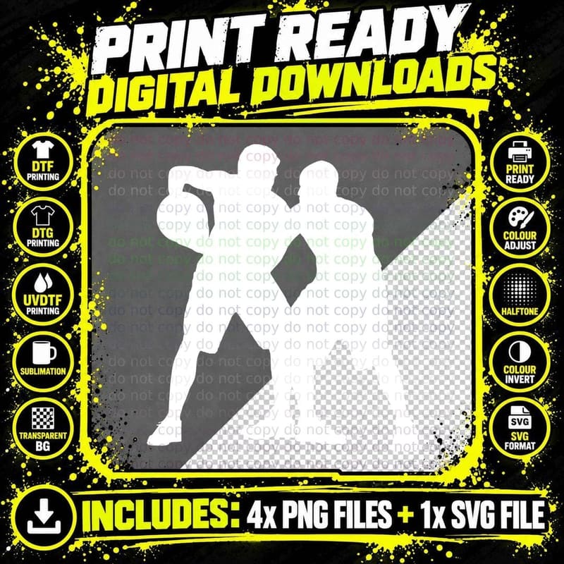 Boxing Match Silhouette Basketball T-Shirt Png SVG Digital Bundle