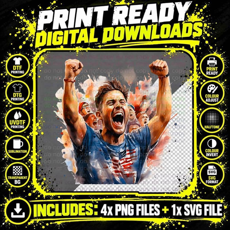 Celebration of Victory Football T-Shirt Png SVG Digital Bundle
