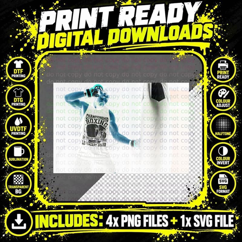 Championship Boxing King of the Ring Legendary Boxer Png SVG Digital Bundle