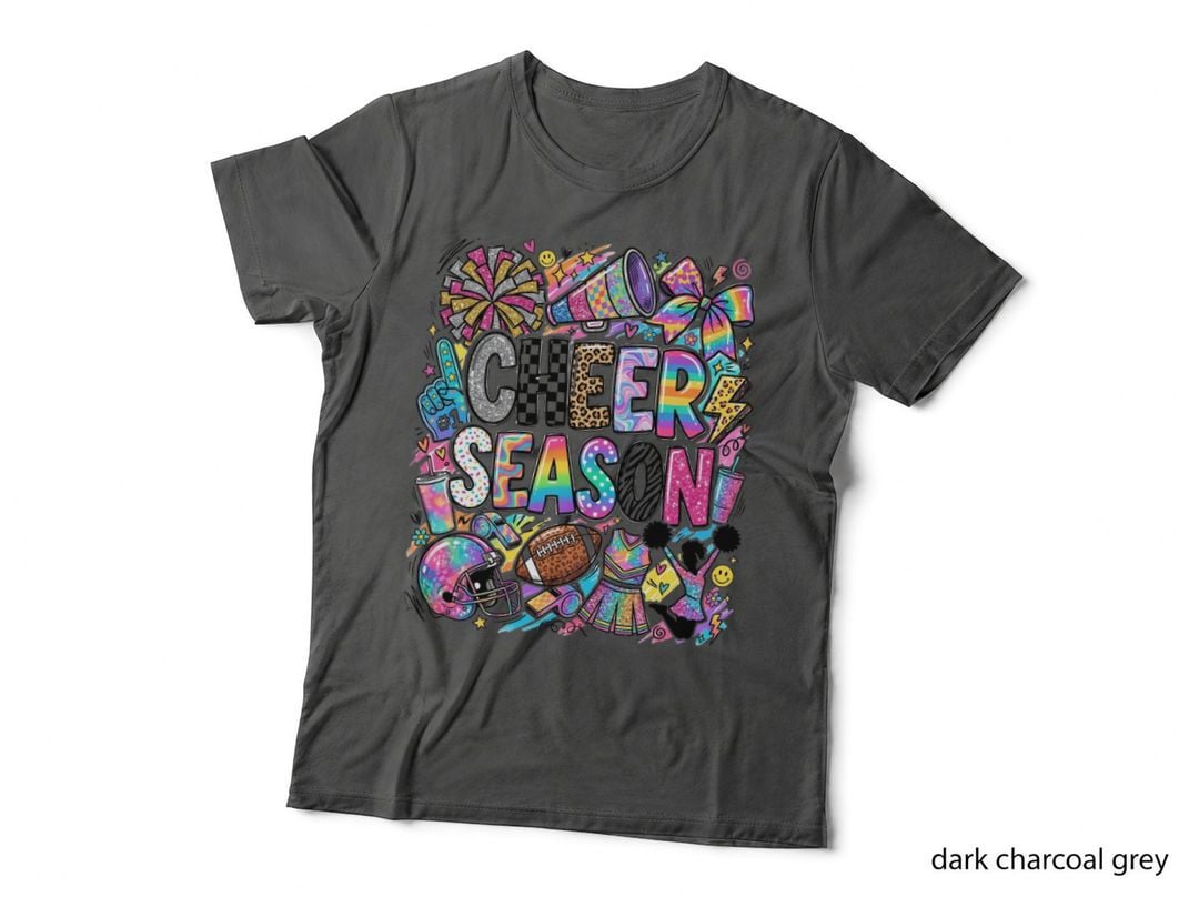 Cheer Season Football T-Shirt, Colorful Cheerleading Gear and Graphic Tee