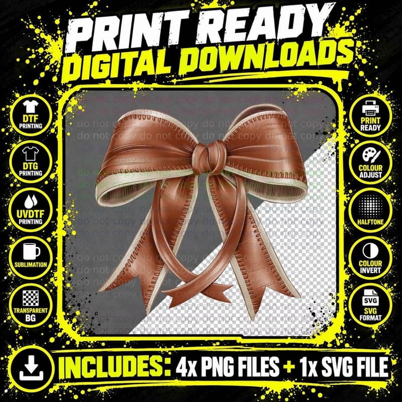 Chocolate Bow Design Football T-Shirt Png SVG Digital Bundle