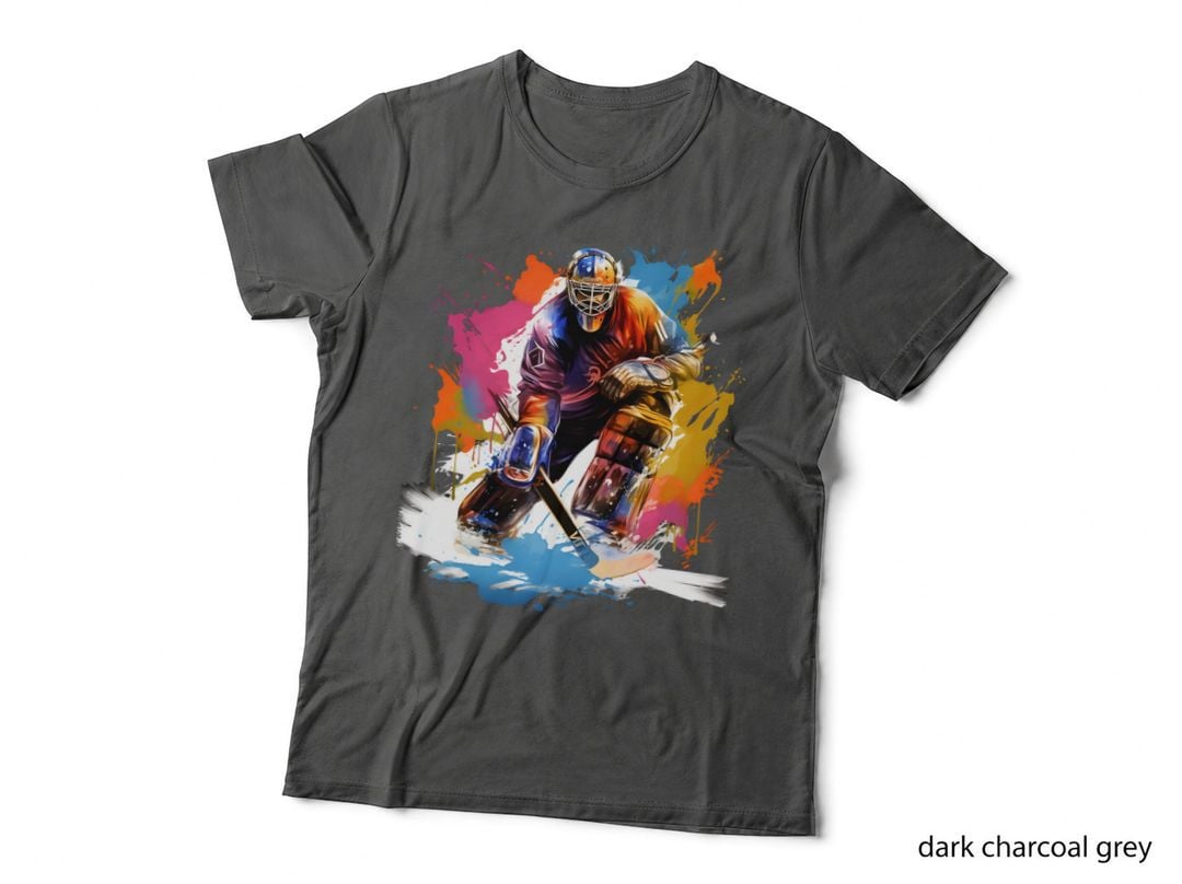 Colorful Hockey Goalie Action Hockey T-Shirt, Hockey Graphic Tee