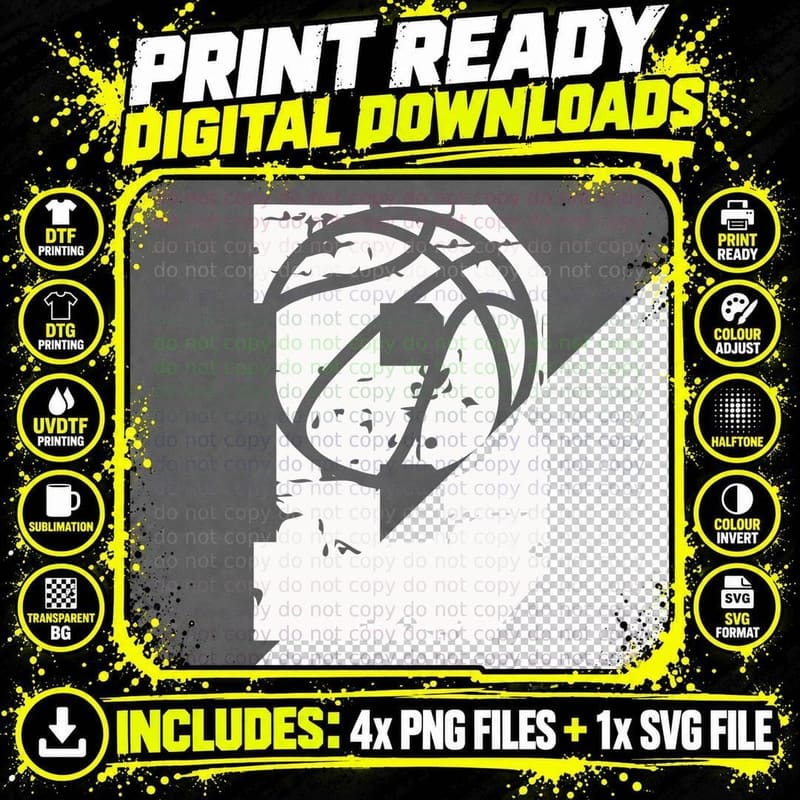 D Basketball T-Shirt, Basketball Hoop Silhouette Graphic Png SVG Digital Bundle