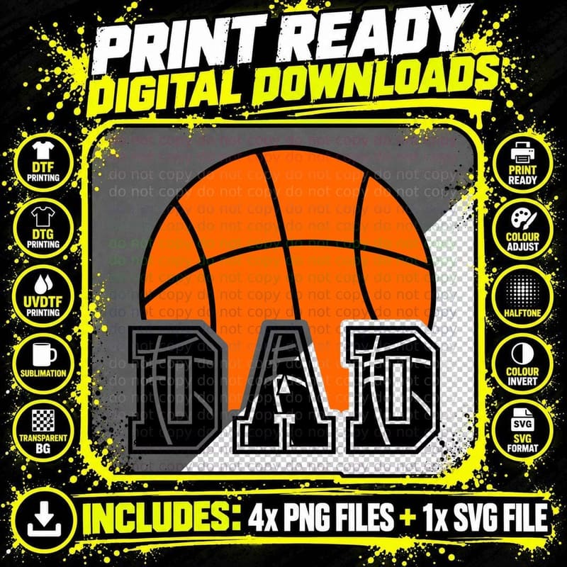 Dad Basketball T-Shirt, Basketball-Themed Graphic with Png SVG Digital Bundle