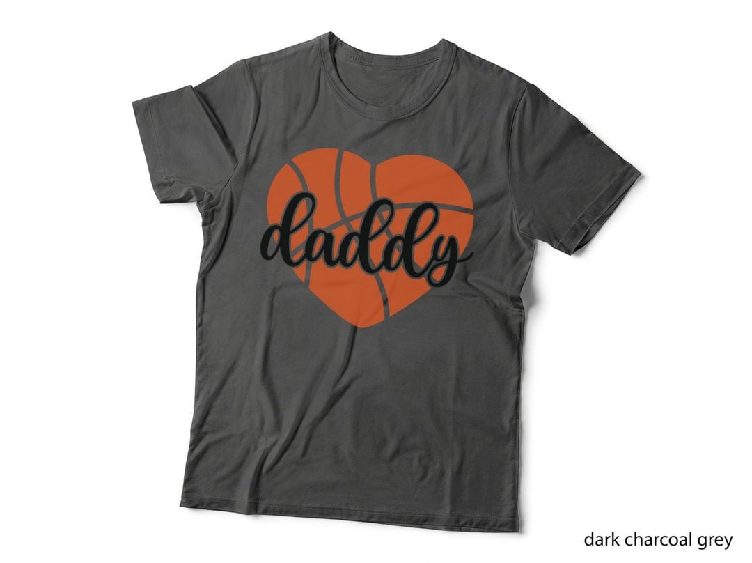 Daddy Basketball T-Shirt, Heart-Shaped Basketball Silhouette Graphic Tee