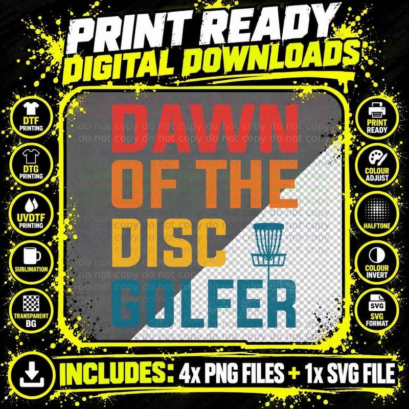 Dawn of the Disc Golfer Disc Golf T-Shirt Png SVG Digital Bundle