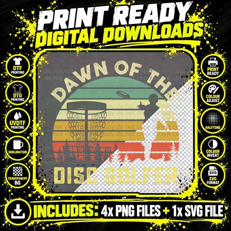 Dawn of the Disc Golfer Disc Golf T-Shirt Png SVG Digital Bundle