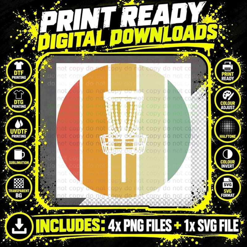 Disc Golf Basket Silhouette Disc Golf T-Shirt Png SVG Digital Bundle