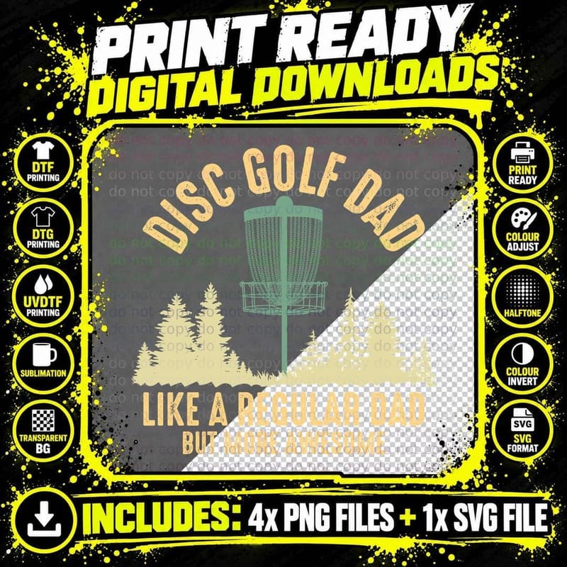 Disc Golf Dad Like a Regular Dad but More Awesome Disc Png SVG Digital Bundle