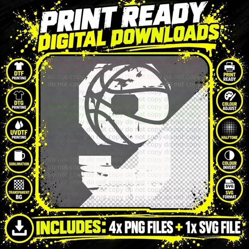 Distressed Number Nine with Globe Basketball T-Shirt Png SVG Digital Bundle