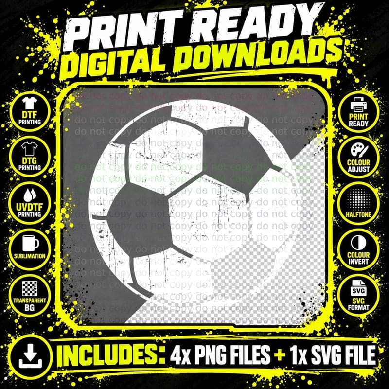 Distressed Soccer Ball Pattern Soccer T-Shirt Png SVG Digital Bundle