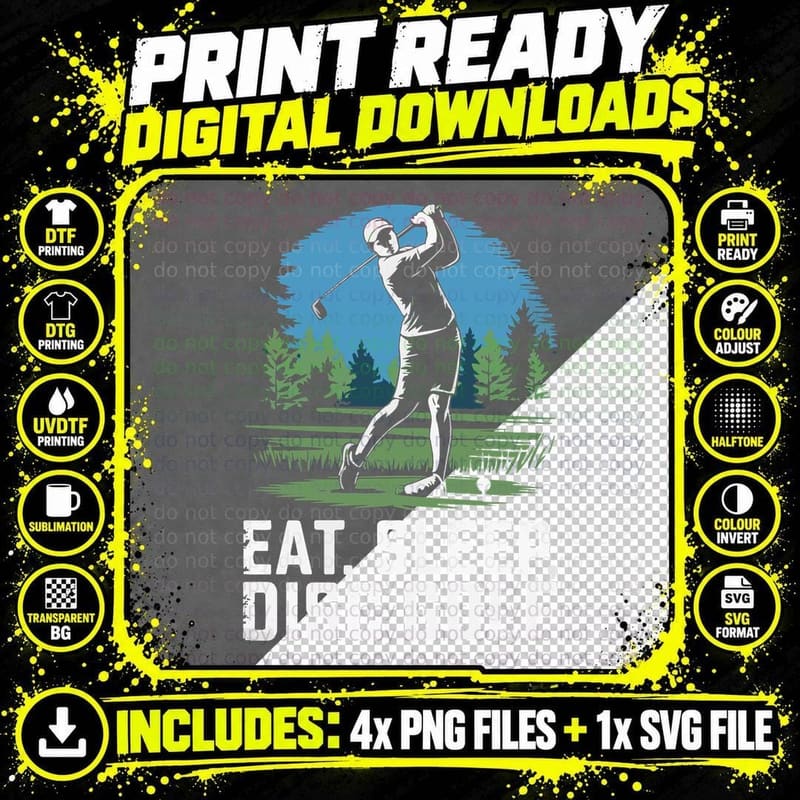 Eat Sleep Disc Golf Disc Golf T-Shirt Png SVG Digital Bundle