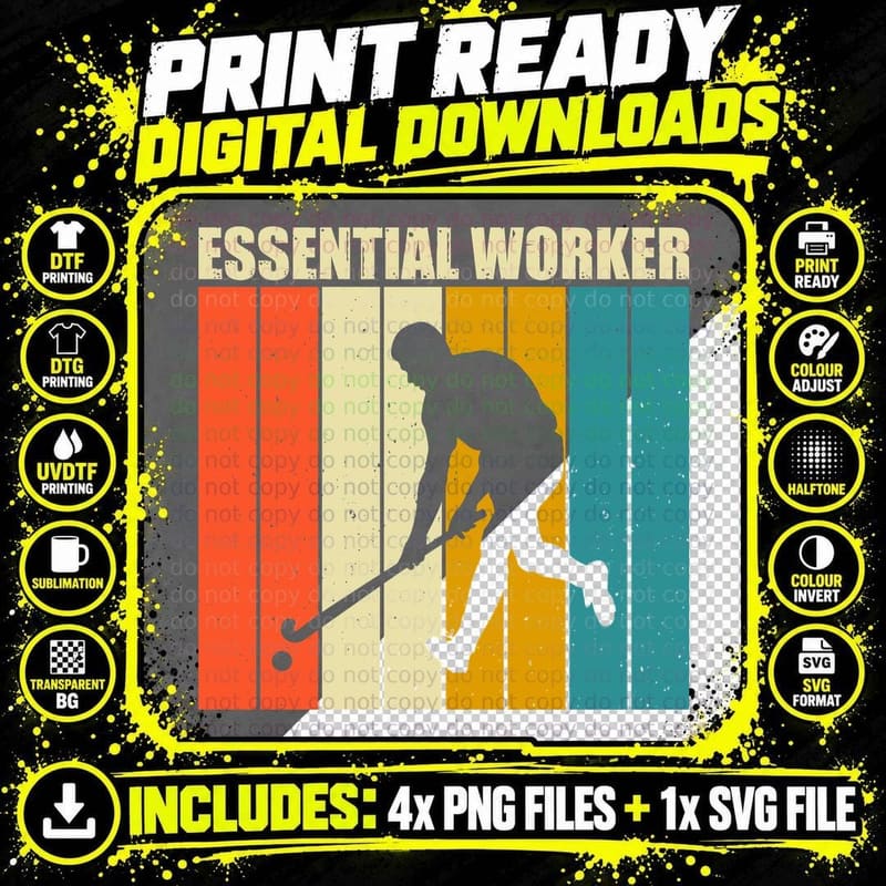 Essential Worker Hockey T-Shirt, Janitor Mopping Floor Png SVG Digital Bundle
