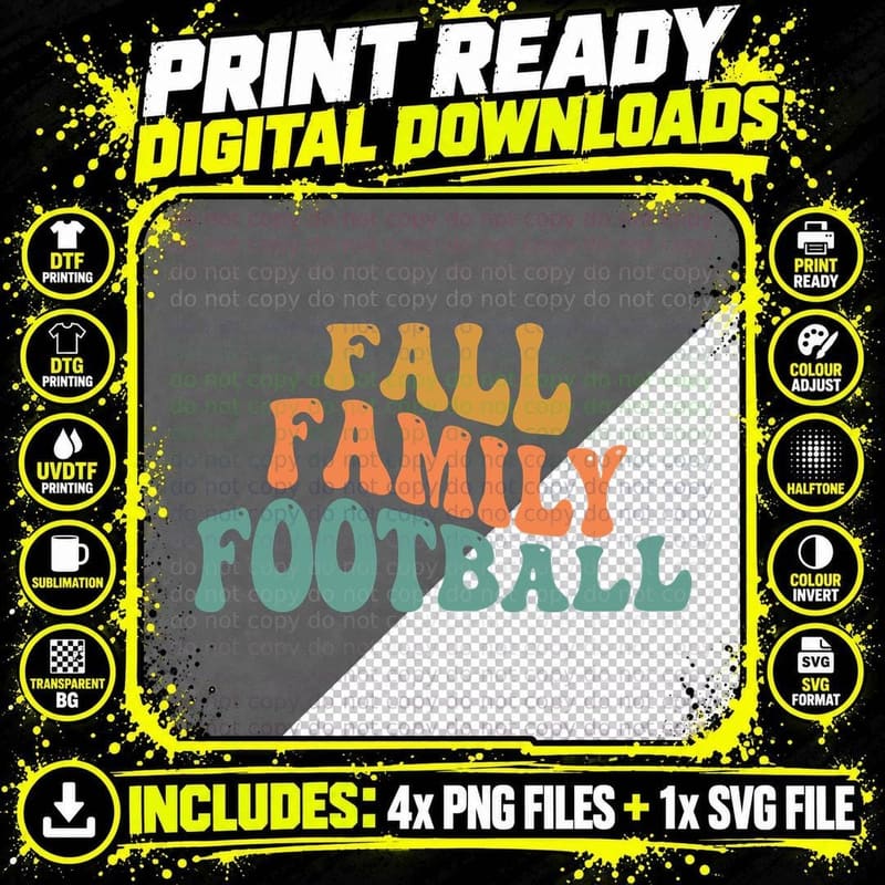 Fall Family Football T-Shirt, Fall Family Football Game Png SVG Digital Bundle