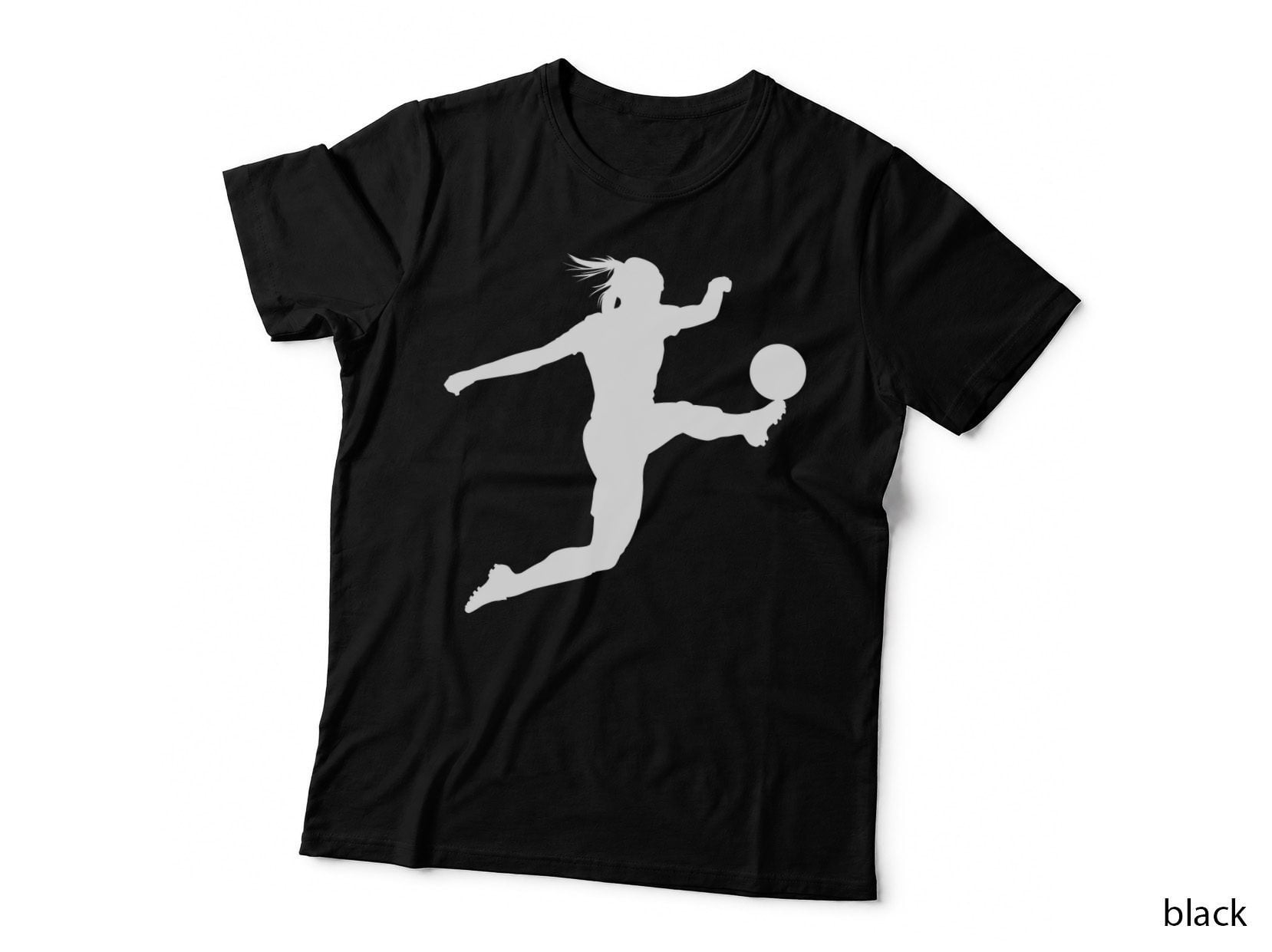 Female Soccer Player Silhouette Kicking Ball Soccer T-Shirt, Soccer Graphic Tee