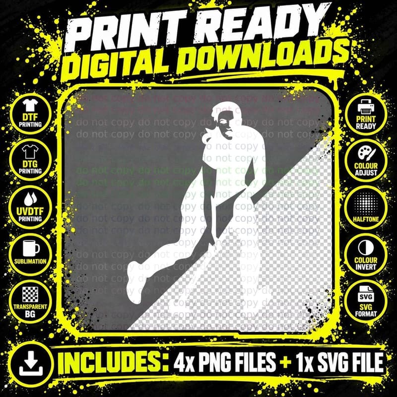Field Hockey Player Silhouette Hockey Print T-Shirt Png SVG Digital Bundle