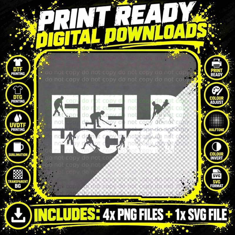Field Hockey T-Shirt, Field Hockey Players in Action Png SVG Digital Bundle