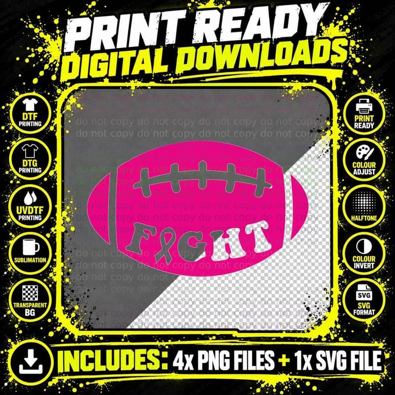 Fight Breast Cancer T-Shirt, Pink Football with Breast Png SVG Digital Bundle