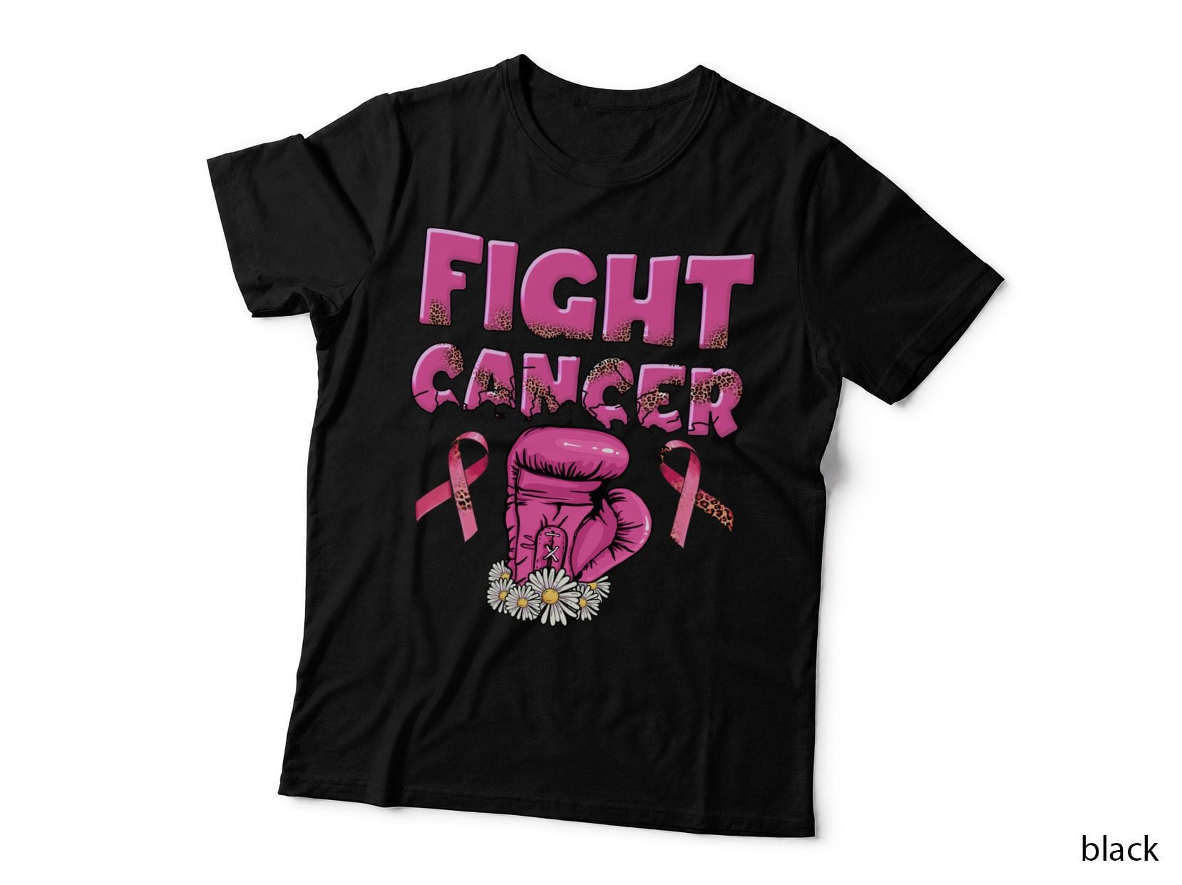 Fight Cancer Breast Cancer T-Shirt, Pink Boxing Glove with Flowers Graphic Tee