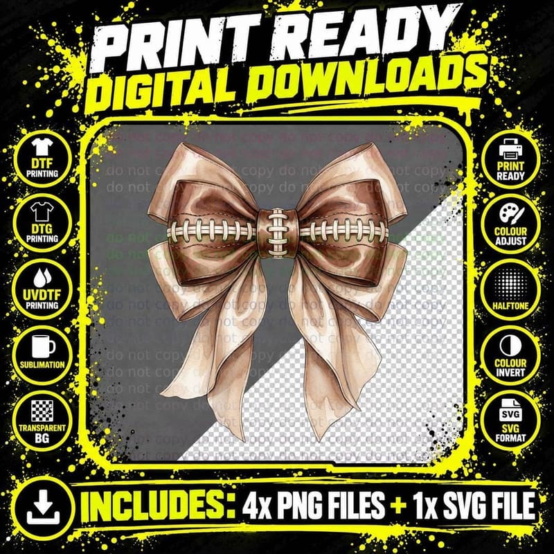 Football Bow Tie Design Football T-Shirt Png SVG Digital Bundle