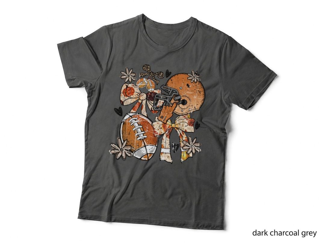 Football Girl with Helmet and Flowers Football T-Shirt, Football Graphic Tee