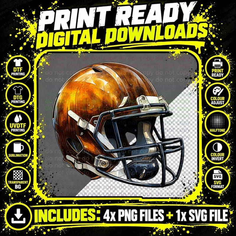 Football Helmet Reflective Football T-Shirt Png SVG Digital Bundle