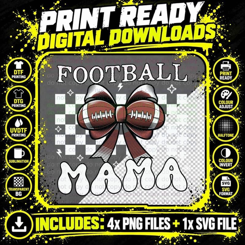 Football Mama Football Design T-Shirt Png SVG Digital Bundle