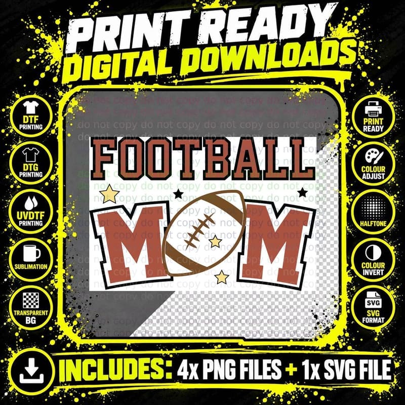 Football Mom Football T-Shirt, Football Mom Design with Png SVG Digital Bundle