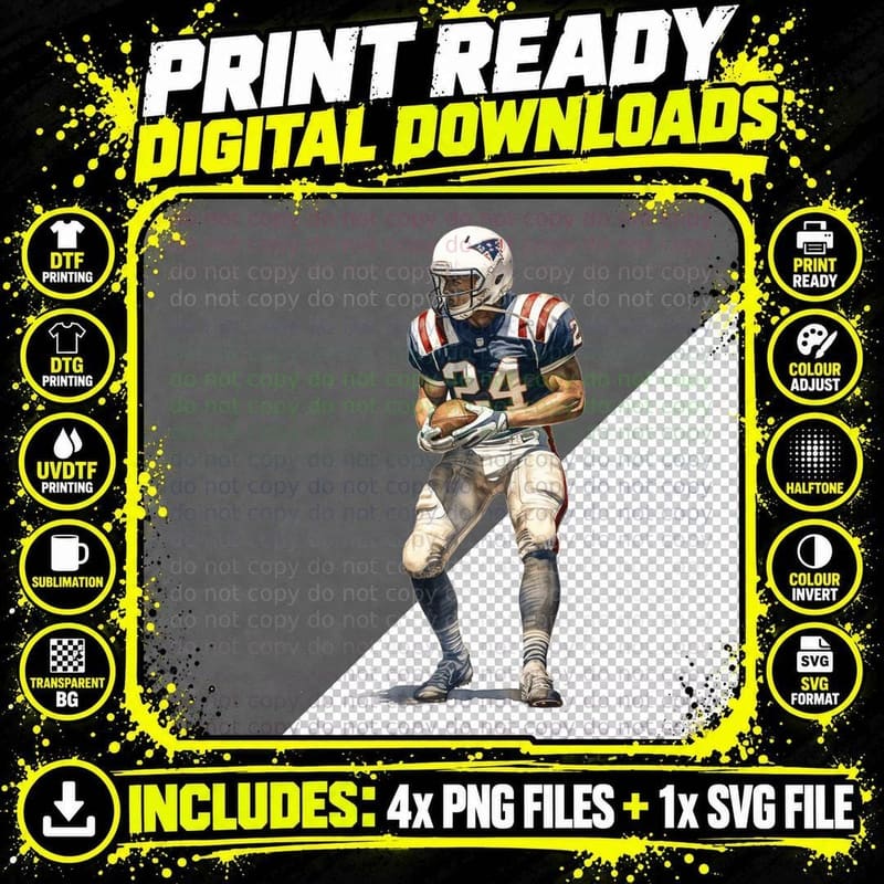 Football Player Holding Ball Football T-Shirt Png SVG Digital Bundle